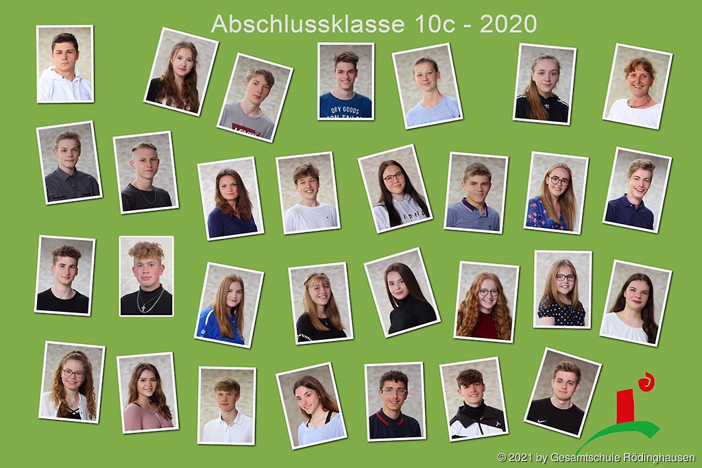 Schülerinnen und Schüler sowie Klassenlehrkräfte der Klasse 10c im Abschlussjahr 2020