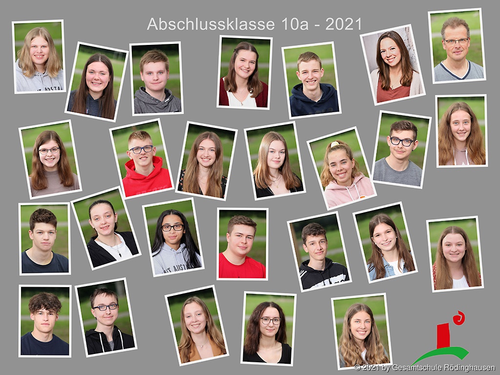 Schülerinnen und Schüler sowie Klassenlehrkräfte der Klasse 10a im Abschlussjahr 2021
