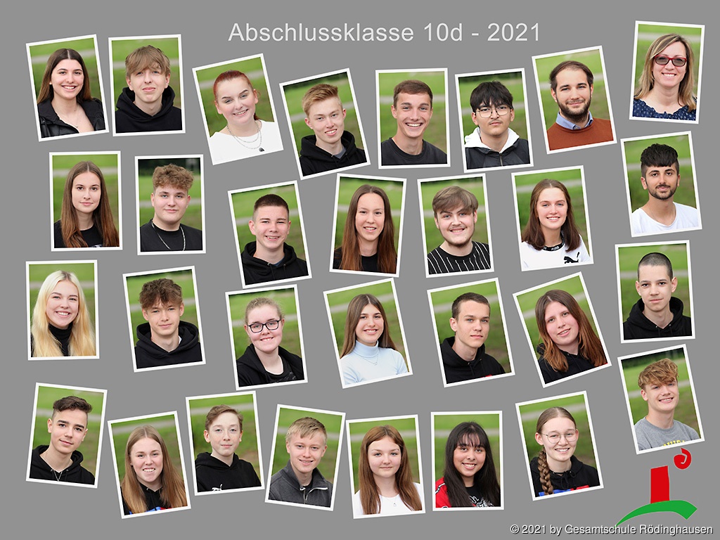 Schülerinnen und Schüler sowie Klassenlehrkräfte der Klasse 10d im Abschlussjahr 2021